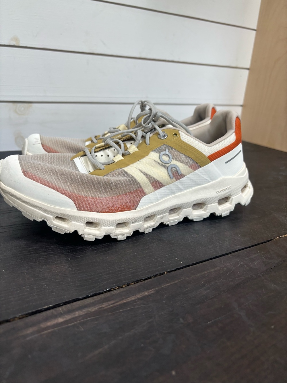 On Cloud cloudvista Women's Sneakers in White, Orange and Gold Accent - Picture 6 of 9